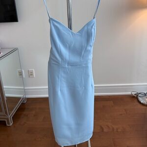 Hello Molly Pale Blue Strapless Midi Dress
